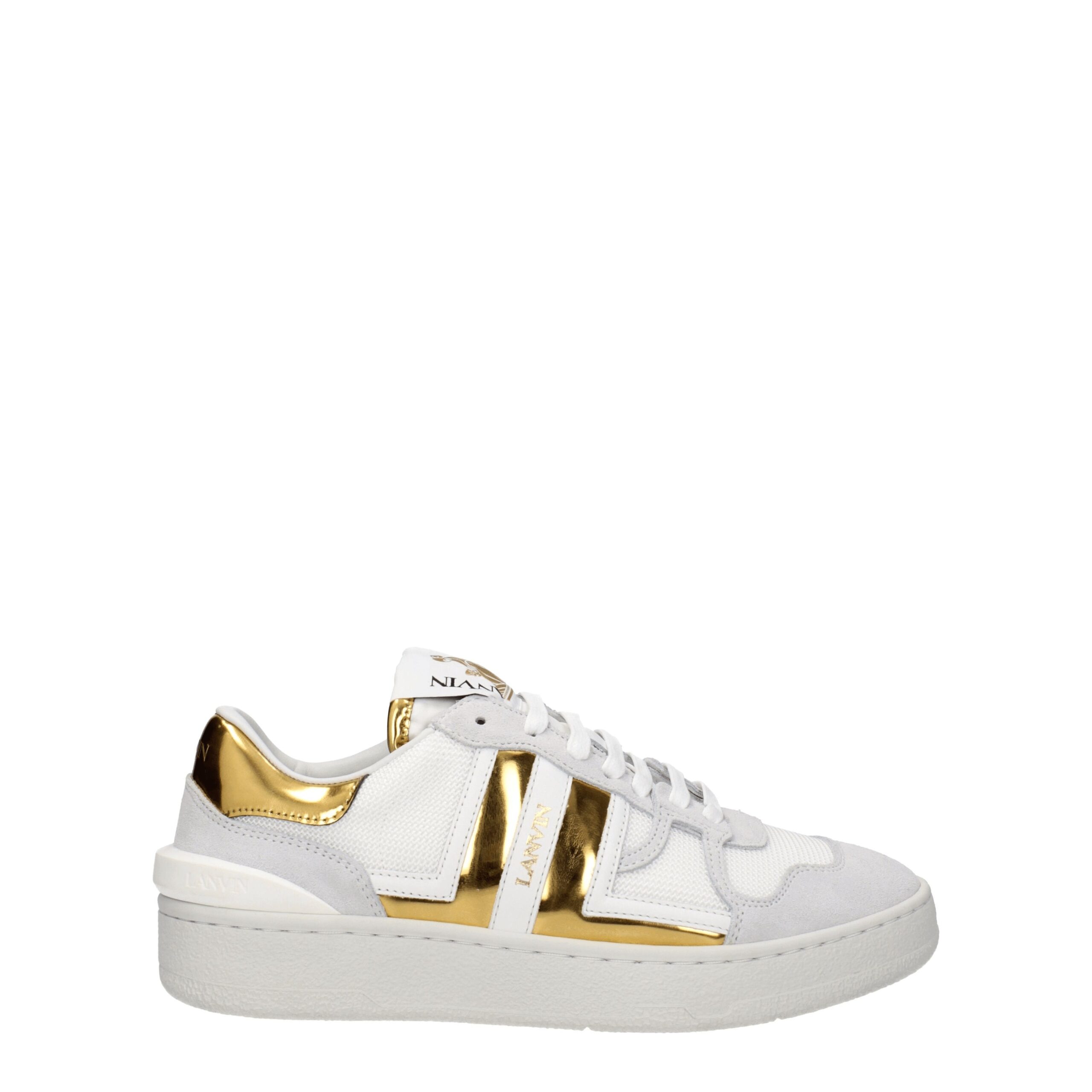 White Fabric Low Tops