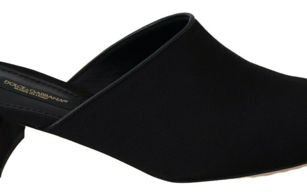 Chic Black Grosgrain Slide Sandals