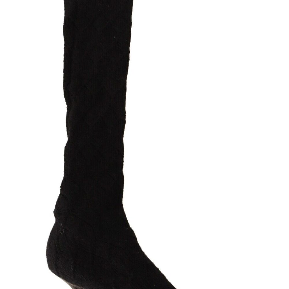 Elegant Black Stretch Socks Boots