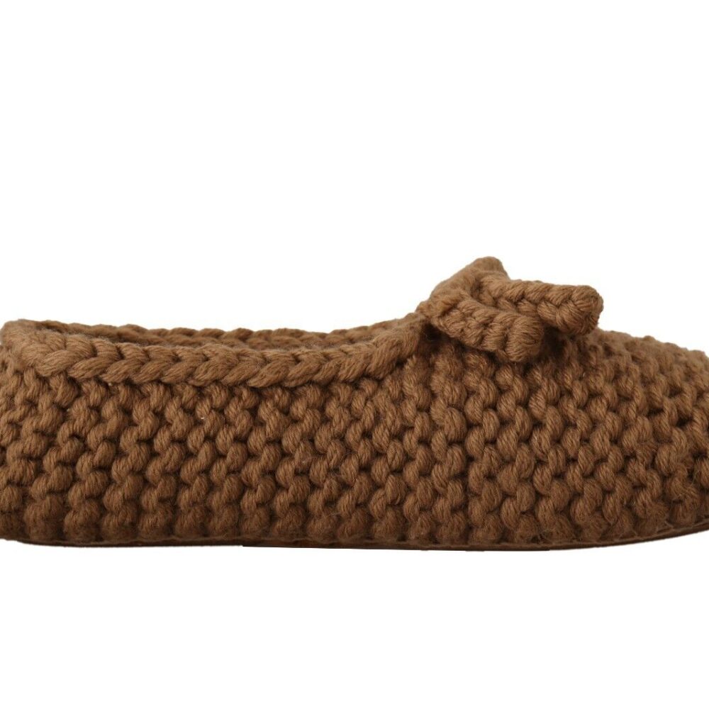 Elegant Wool Knit Ballerina Flats in Brown
