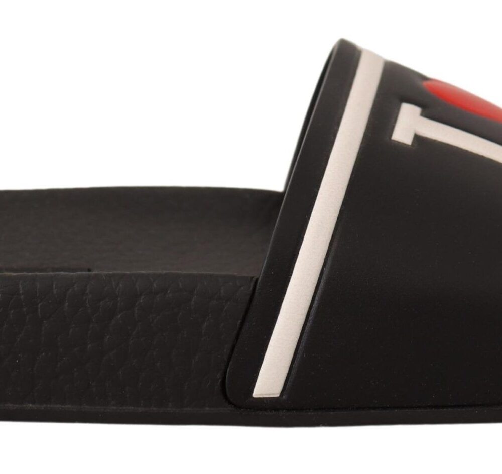 Elegant Black Leather Slide Sandals for Her