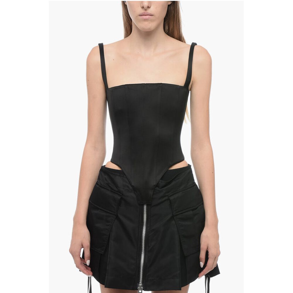 Satin Corset Top with Zipped Back