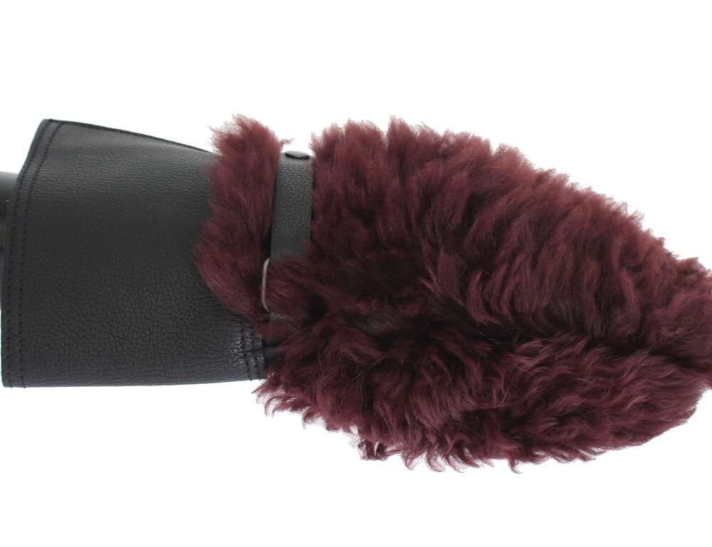 Elegant Black & Bordeaux Leather Gloves