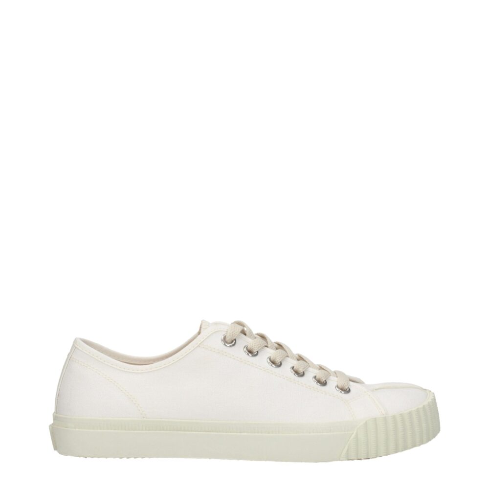 White Fabric Low Tops