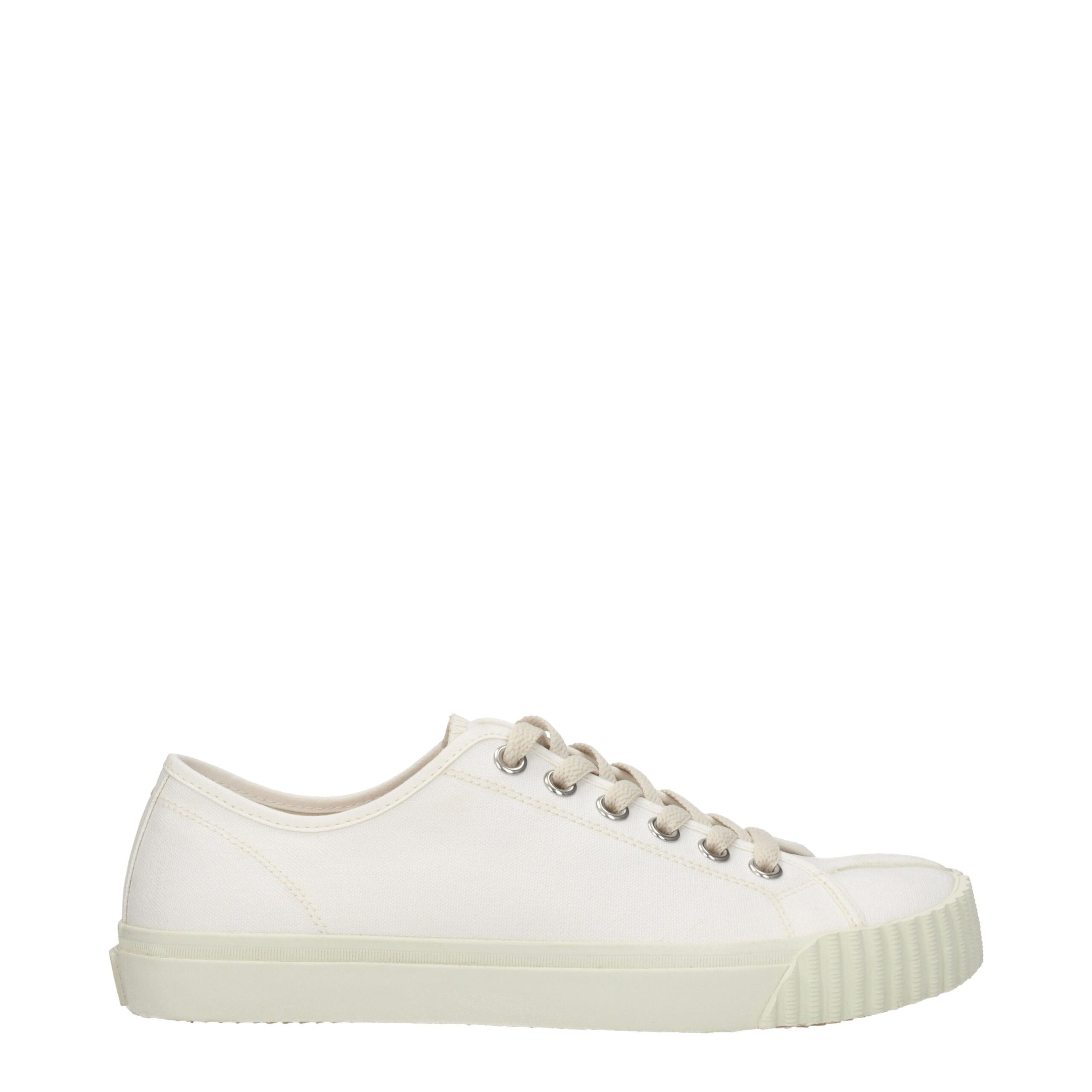 White Fabric Low Tops