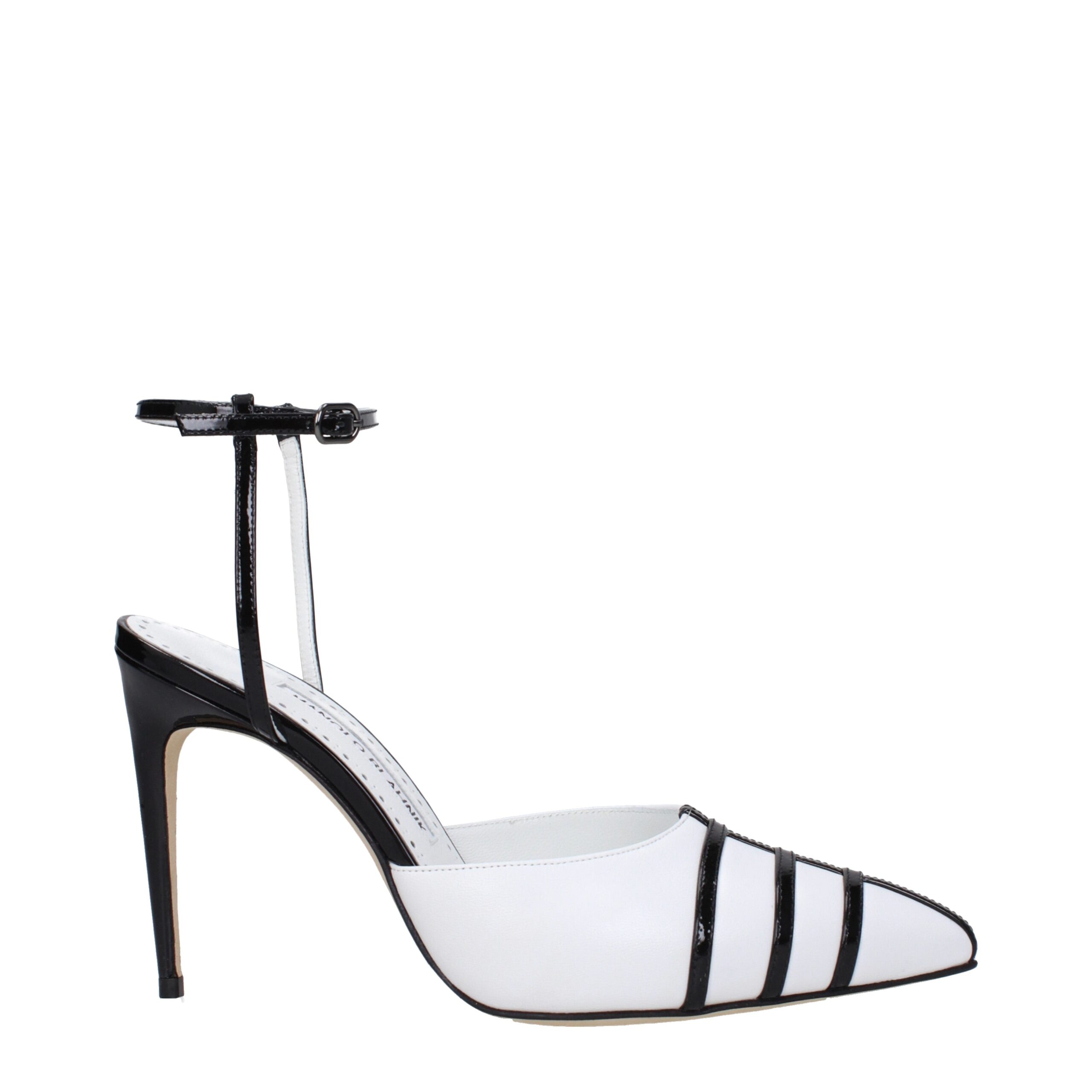 White Leather Stiletto Heels Sandals