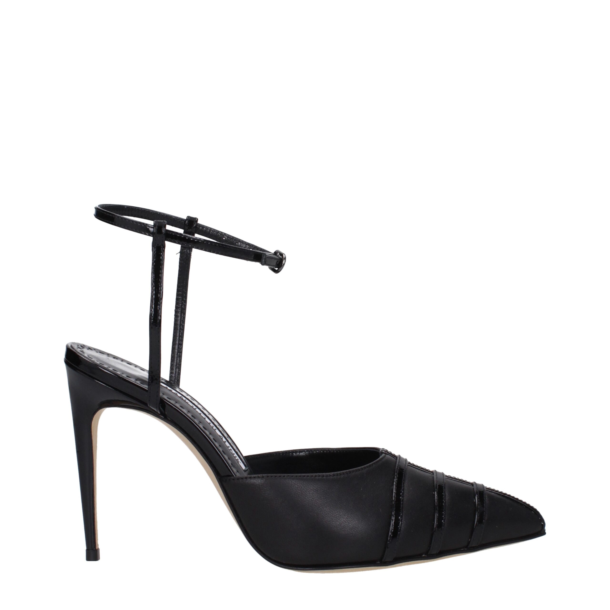 Black Leather High Heel Pumps