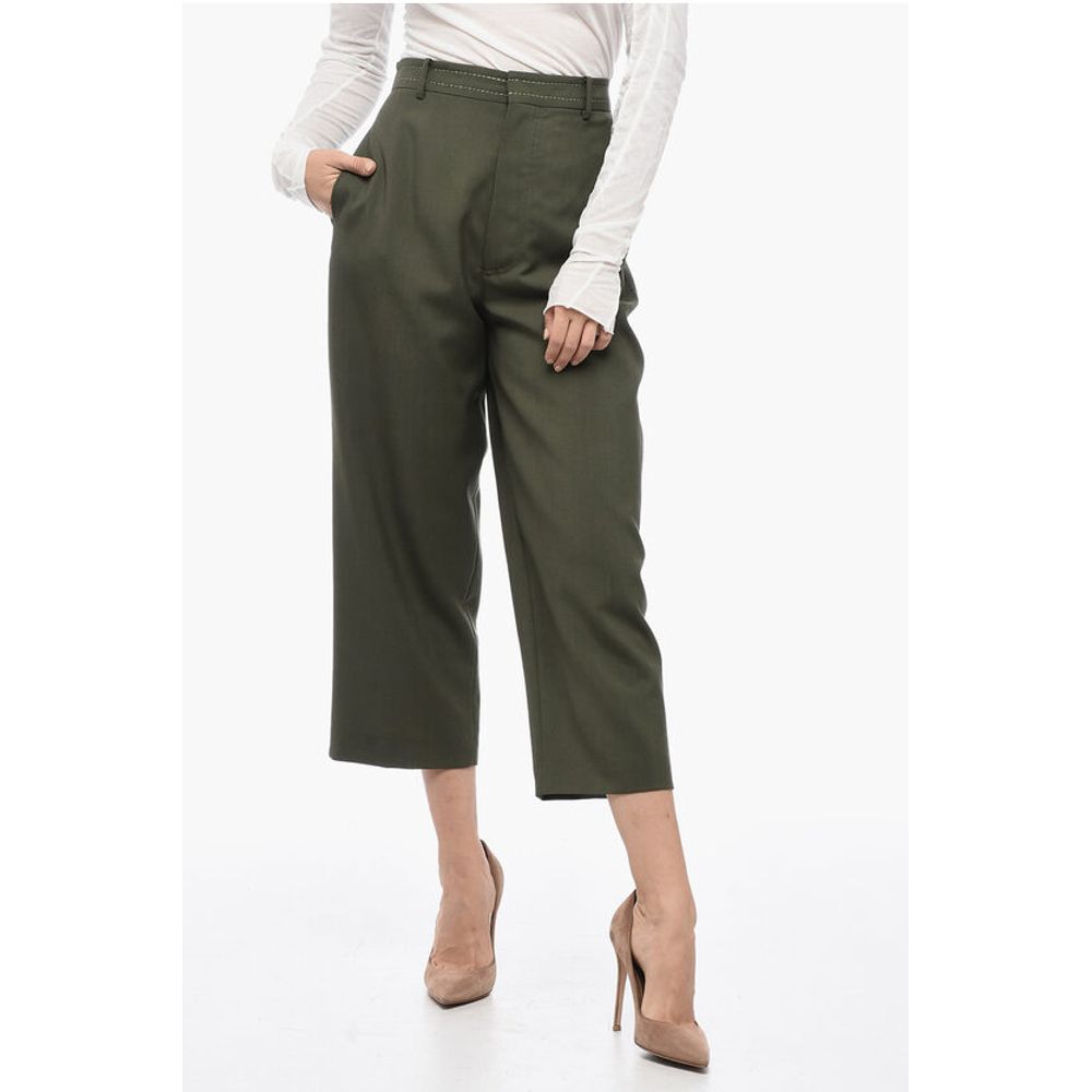 TROPICAL Cropped Pants with Visible Stitching