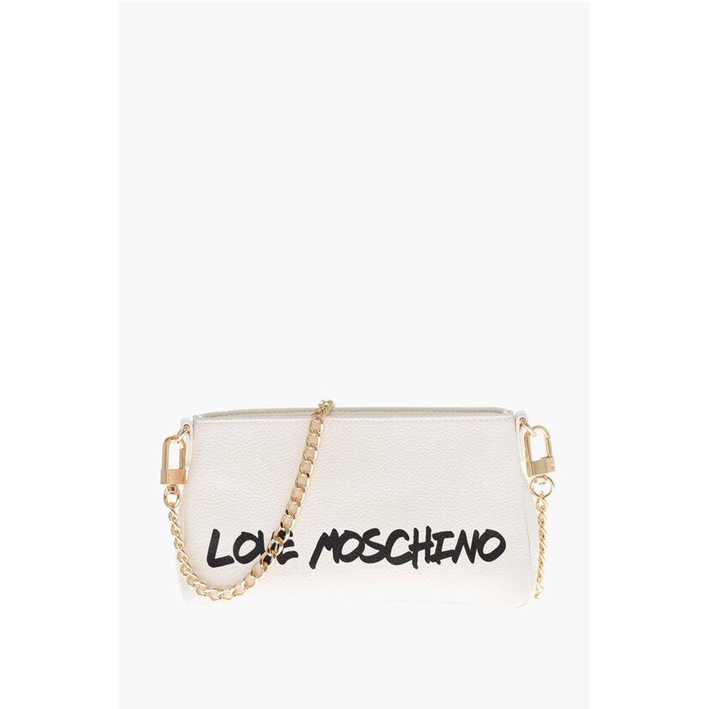 LOVE Textured Leather Shoulder Bag with Logo-Print