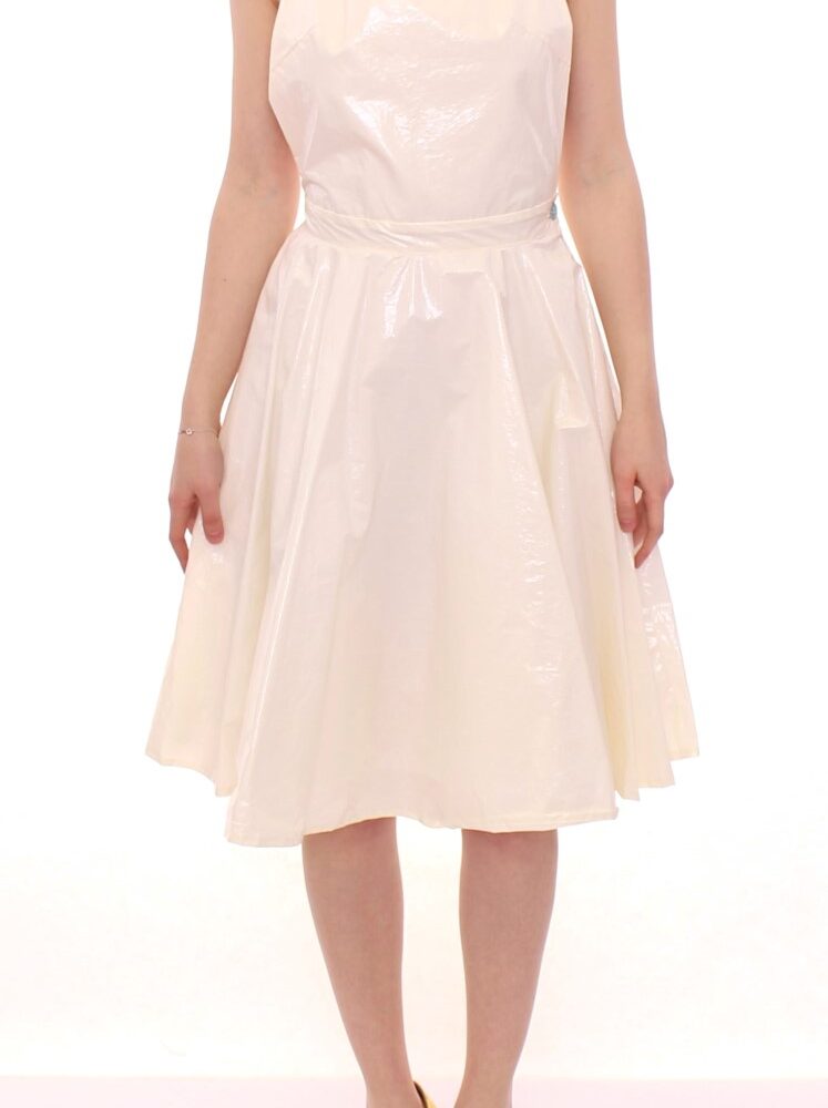 Elegant White Tea Halterneck Dress