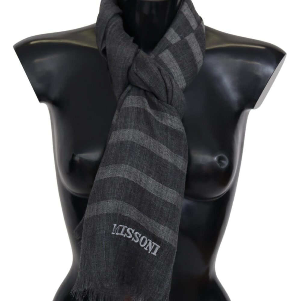 Elegant Unisex Wool Scarf with Logo Embroidery