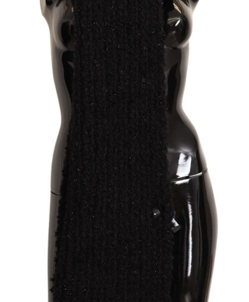 Elegant Black Wool-Blend Designer Scarf
