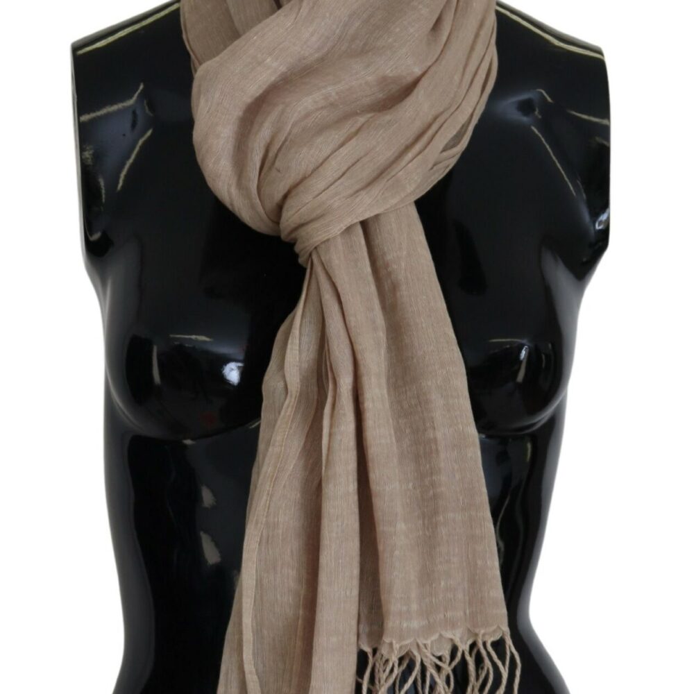 Chic Beige Fringed Scarf for Women