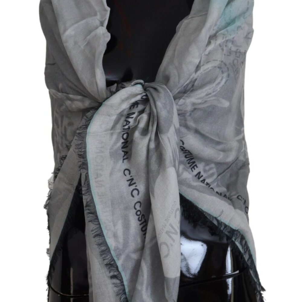 Chic Designer Grey Scarf with Fringes