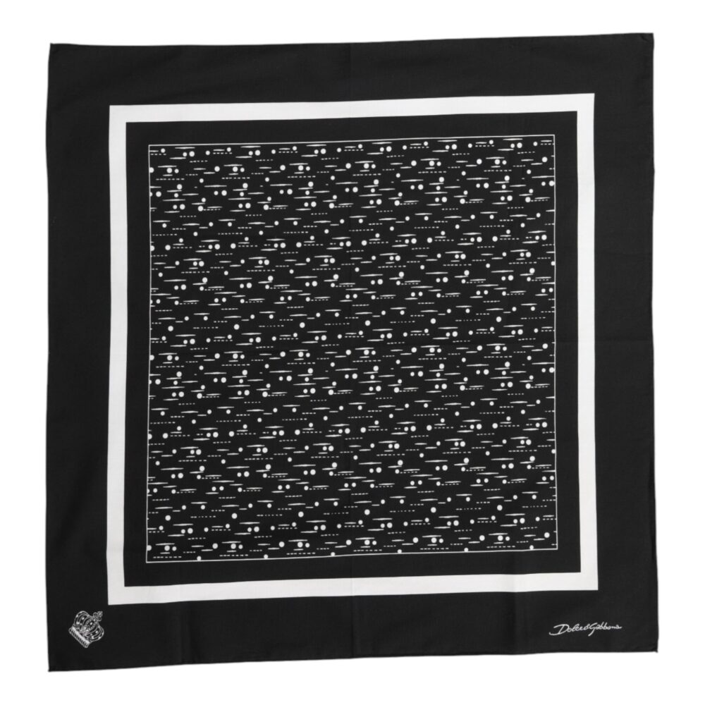 Black White Printed Square Foulard Scarf
