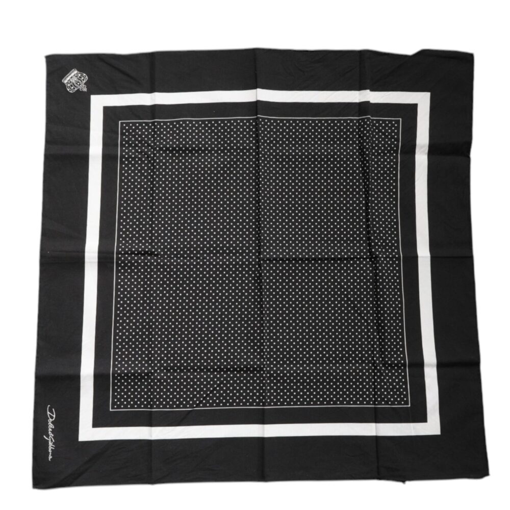 Black Polka Dots Cotton Handkerchief Scarf