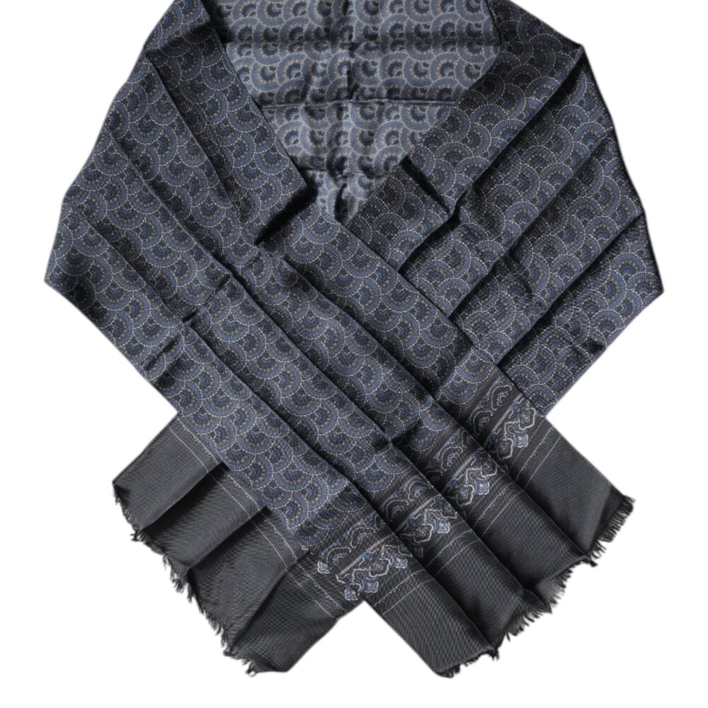 Dark Blue Fantasy Silk Neck Wrap Shawl Scarf