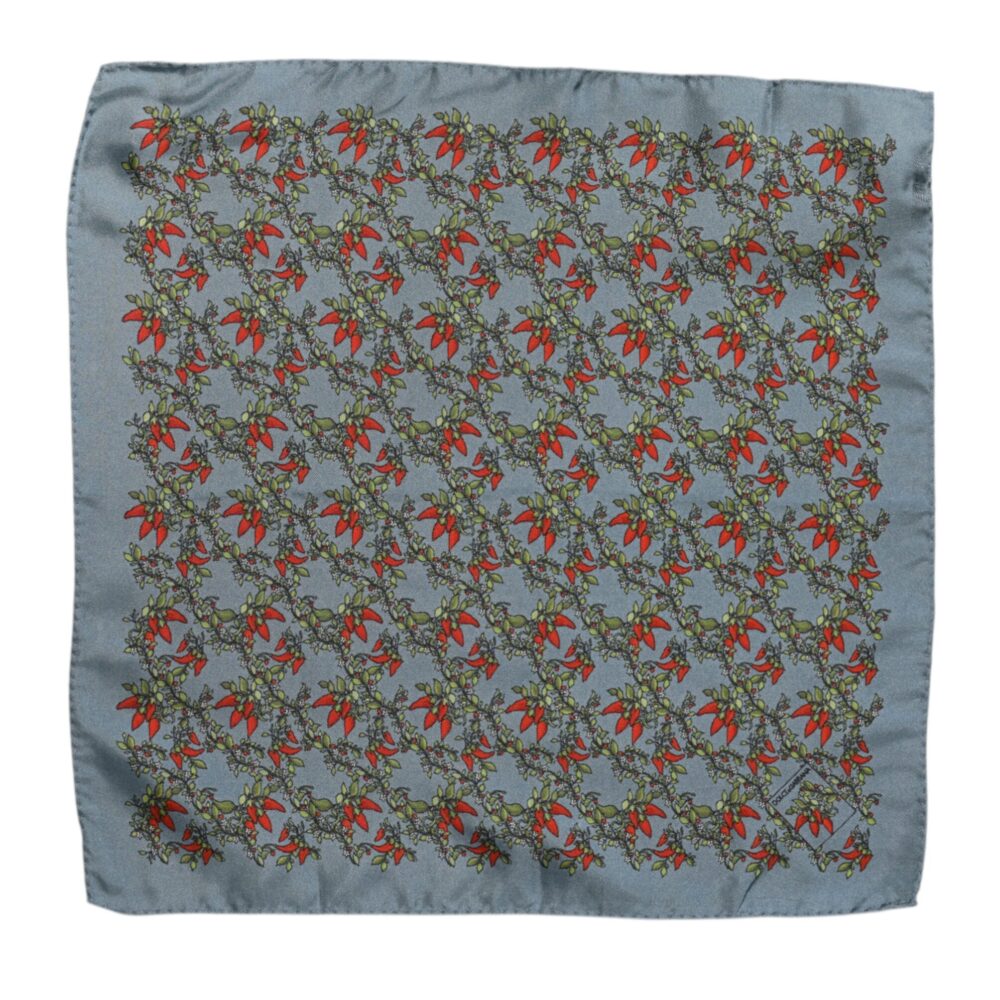 Gray Chilis Silk Square Men Foulard Scarf
