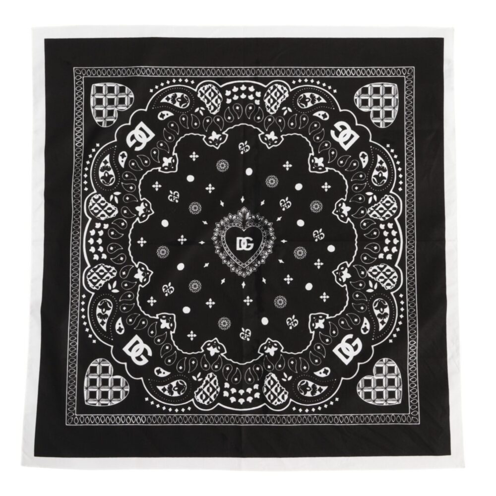 Black White Bandana Square Men Foulard Scarf