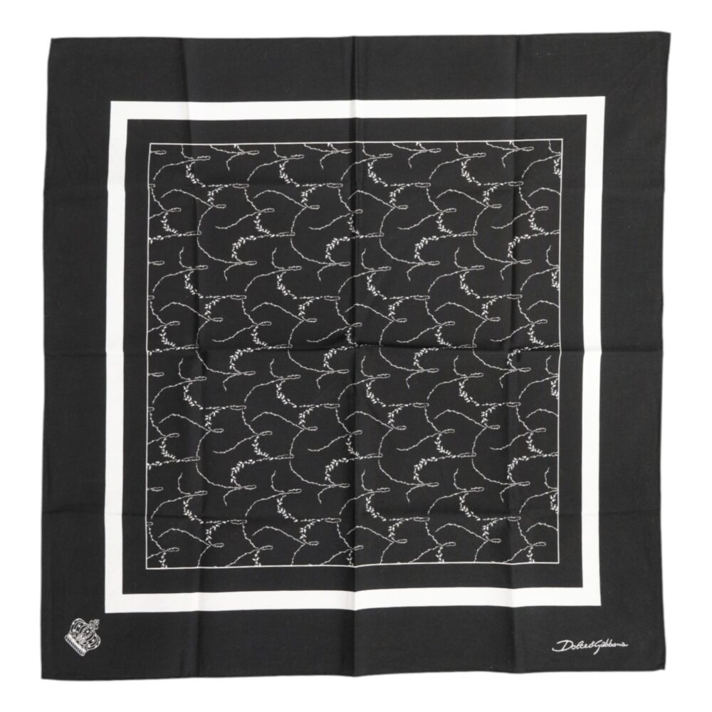 Black White Printed Square Foulard Scarf