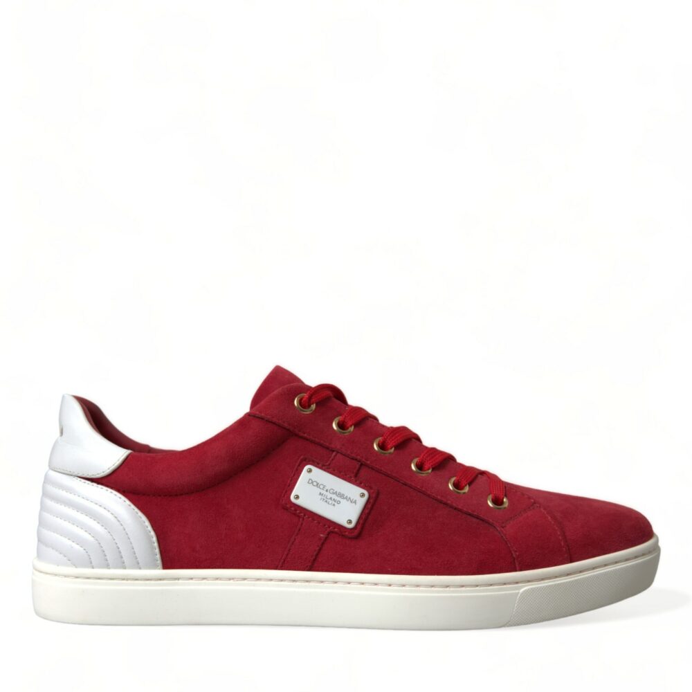 Elegant Red & White Low Top Sneakers