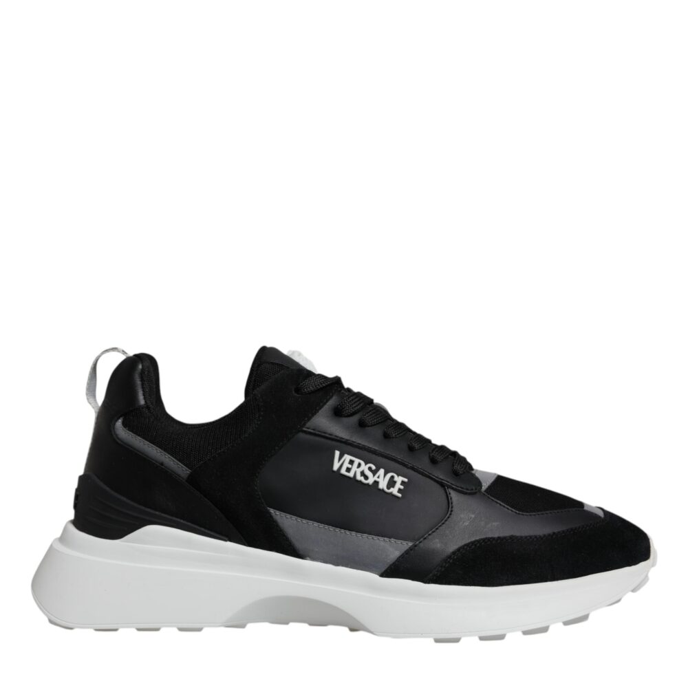 Black Canvas Quad Fabric Medusa Low Top Sneaker Shoes