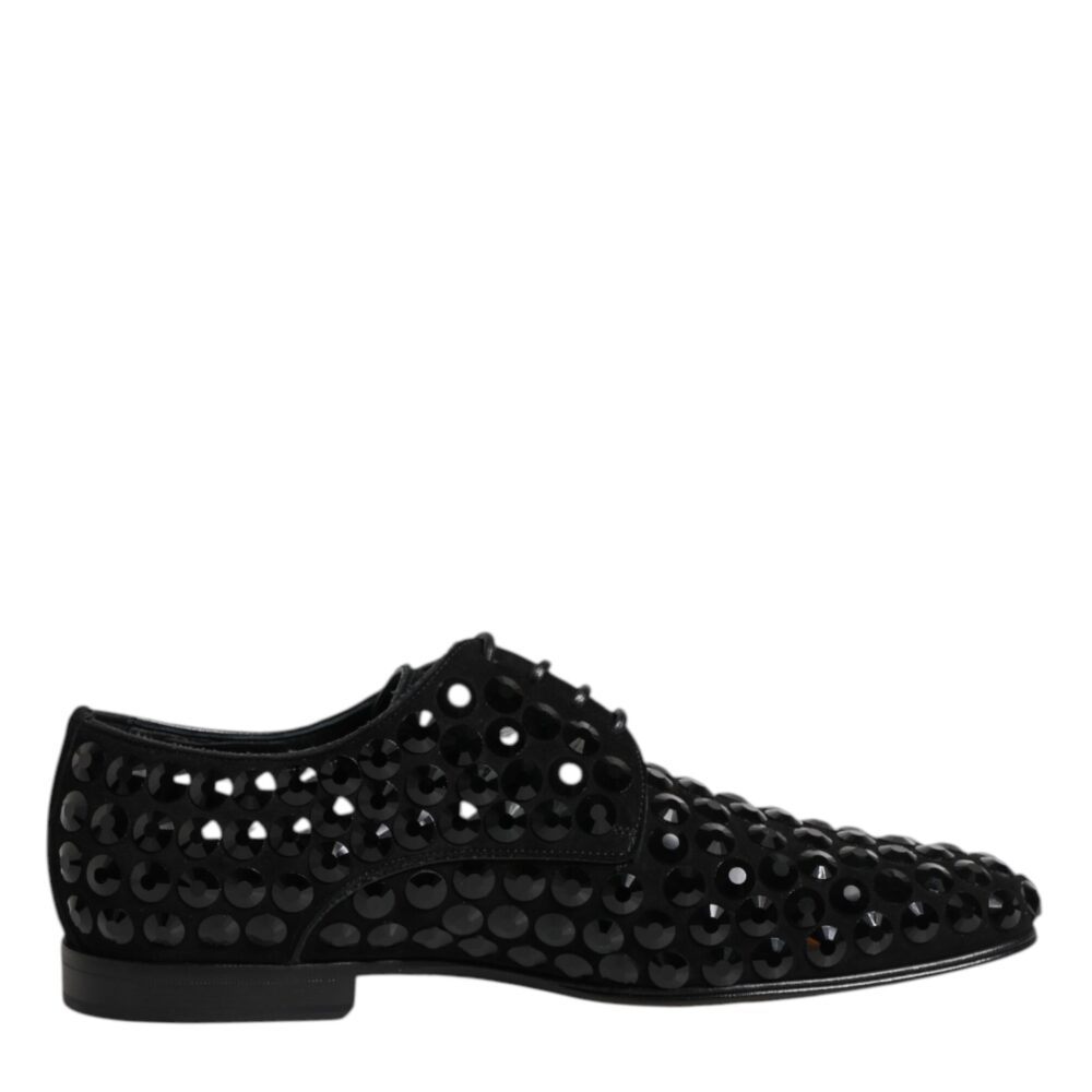 Black Suede Strass Derby Formal Shoes