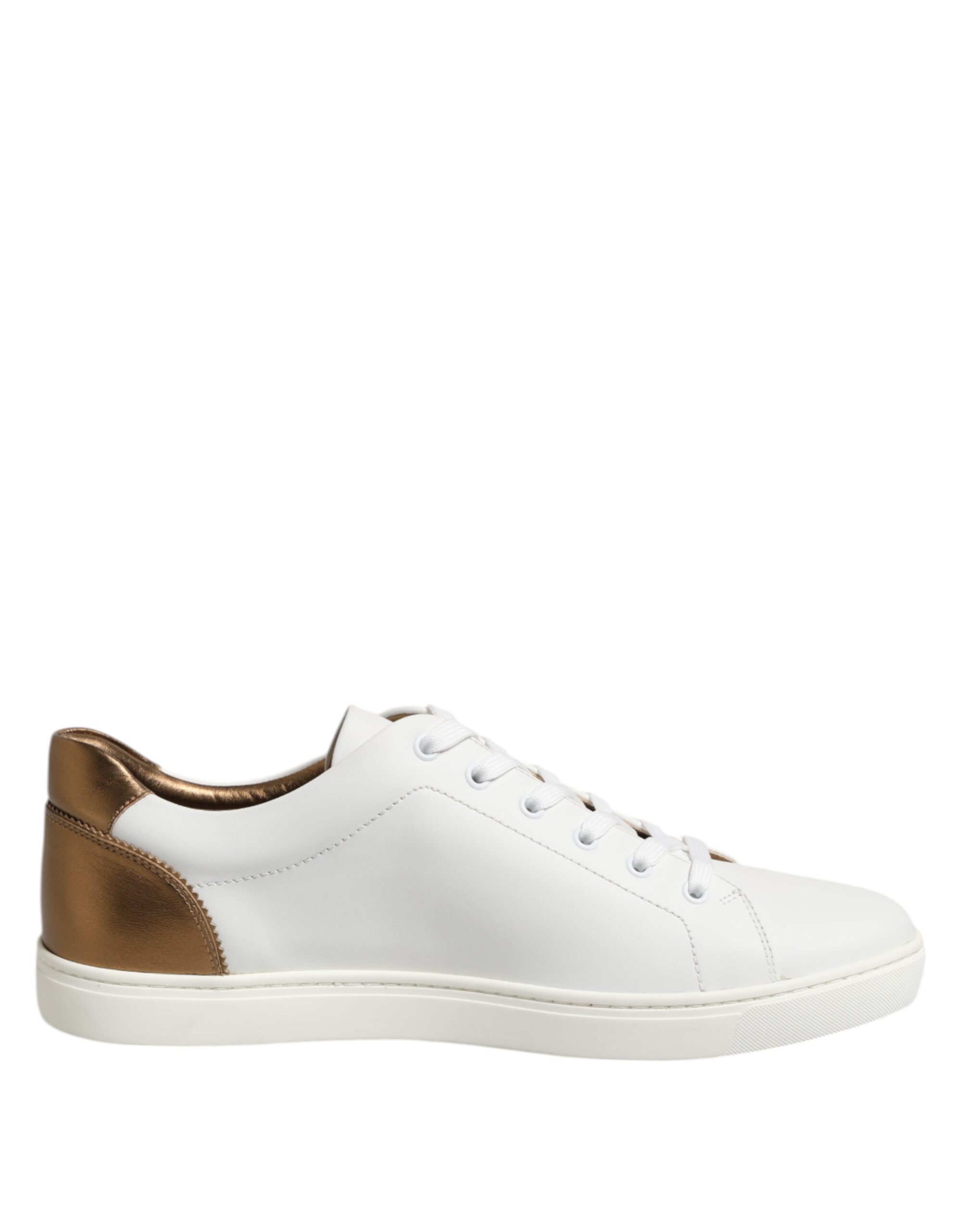 White Brown Leather Low Top Men Sneakers Shoes