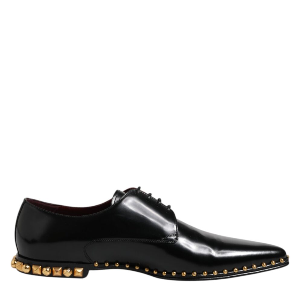 Black Leather Studded Derby Men Dress Shoes