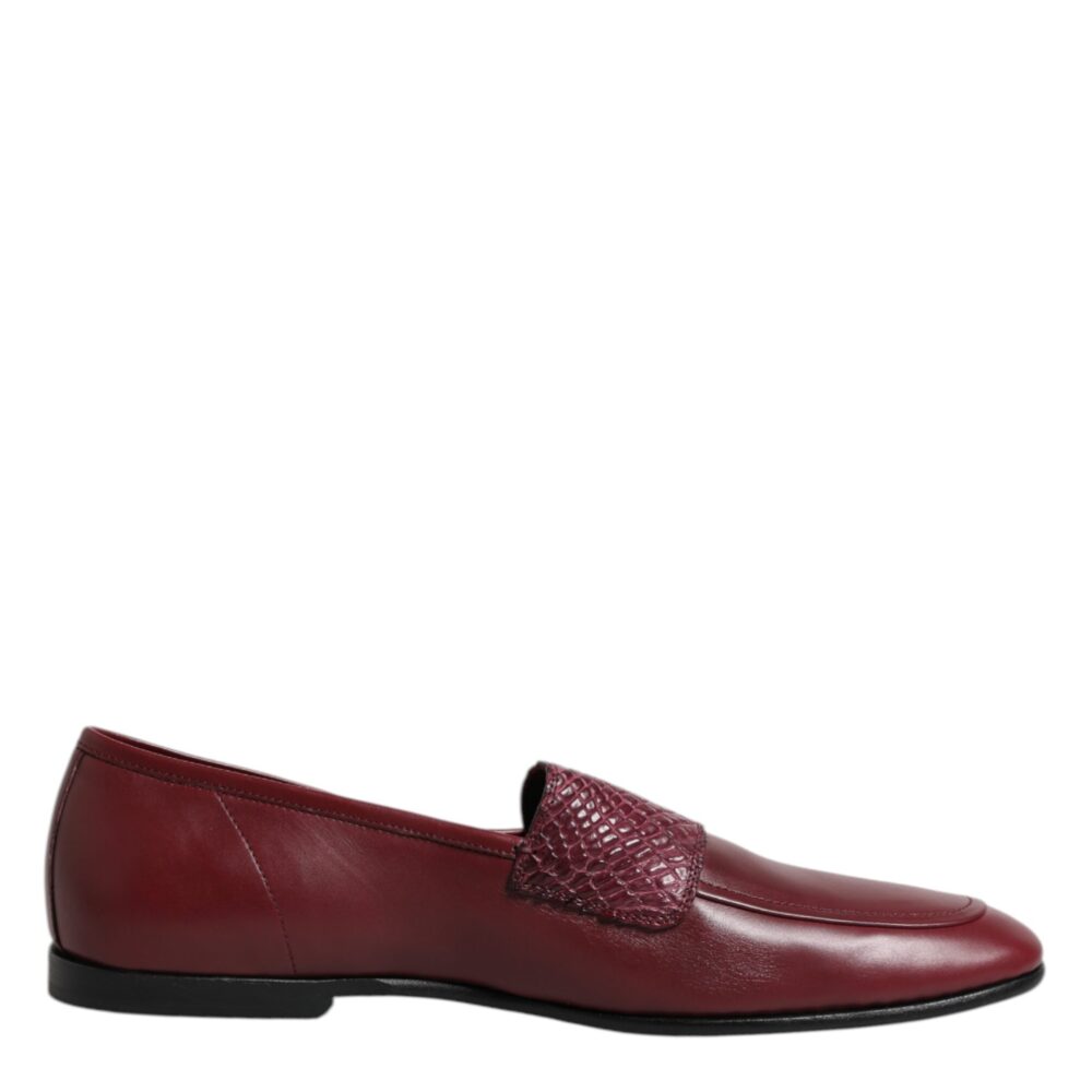 Burgundy Calfskin Leather Formal Slip On Shoes