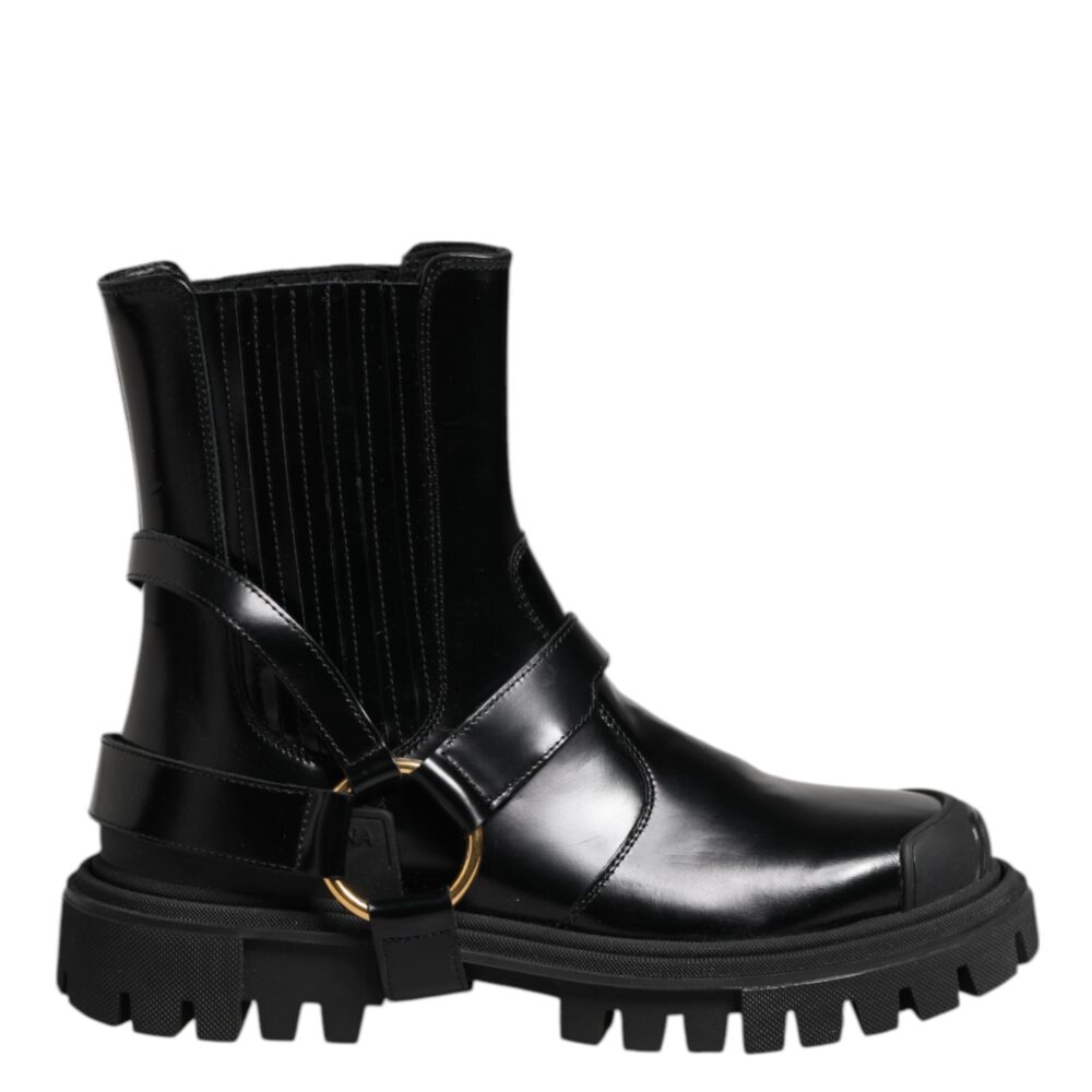 Black Leather Chelsea Men Short Boots Shoes
