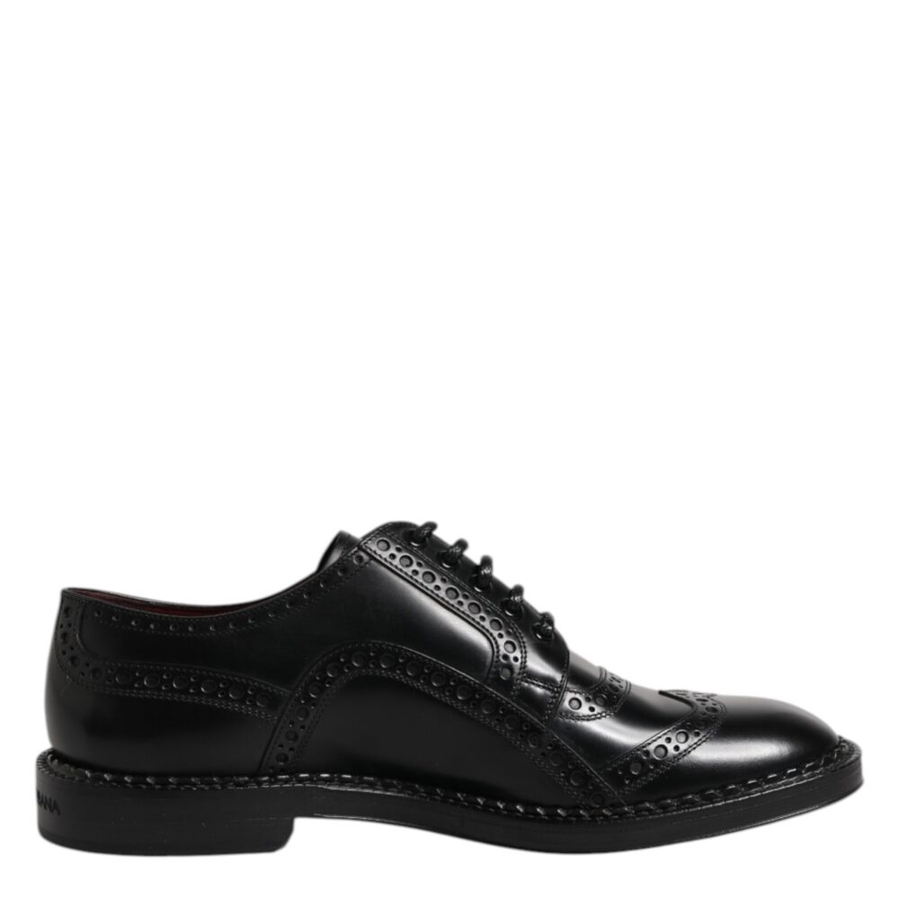 Black Leather Lace Up Men Derby Formal Shoes