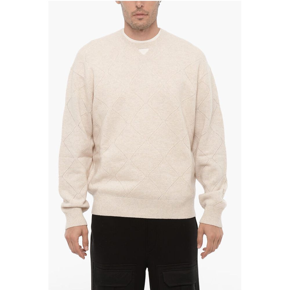 Wool Blend Crew-neck Sweater with Cut-Out Detail