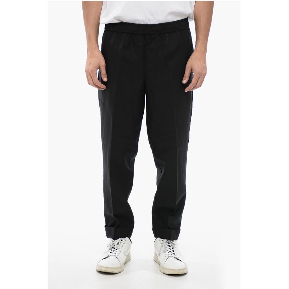 Linen Blend REM Pants with Elastic Waistband