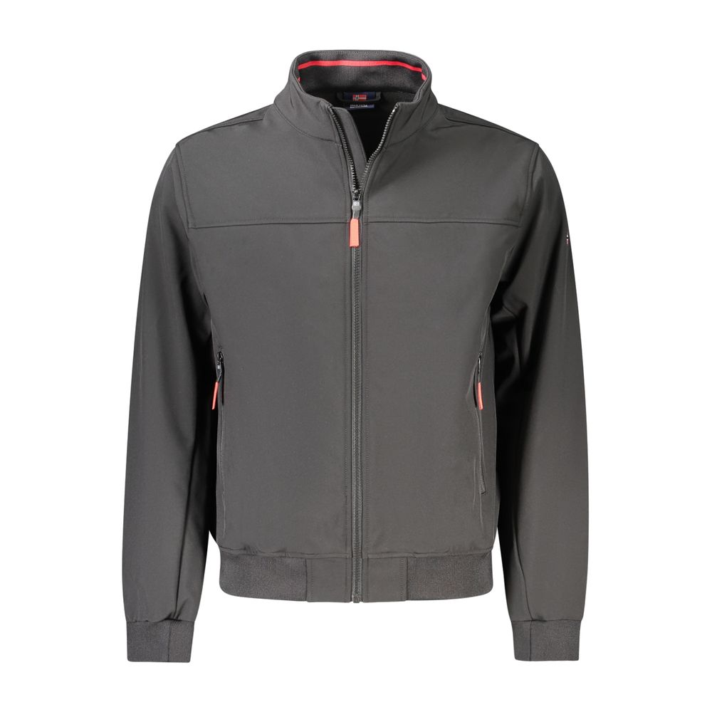 Black Polyester Men Jacket