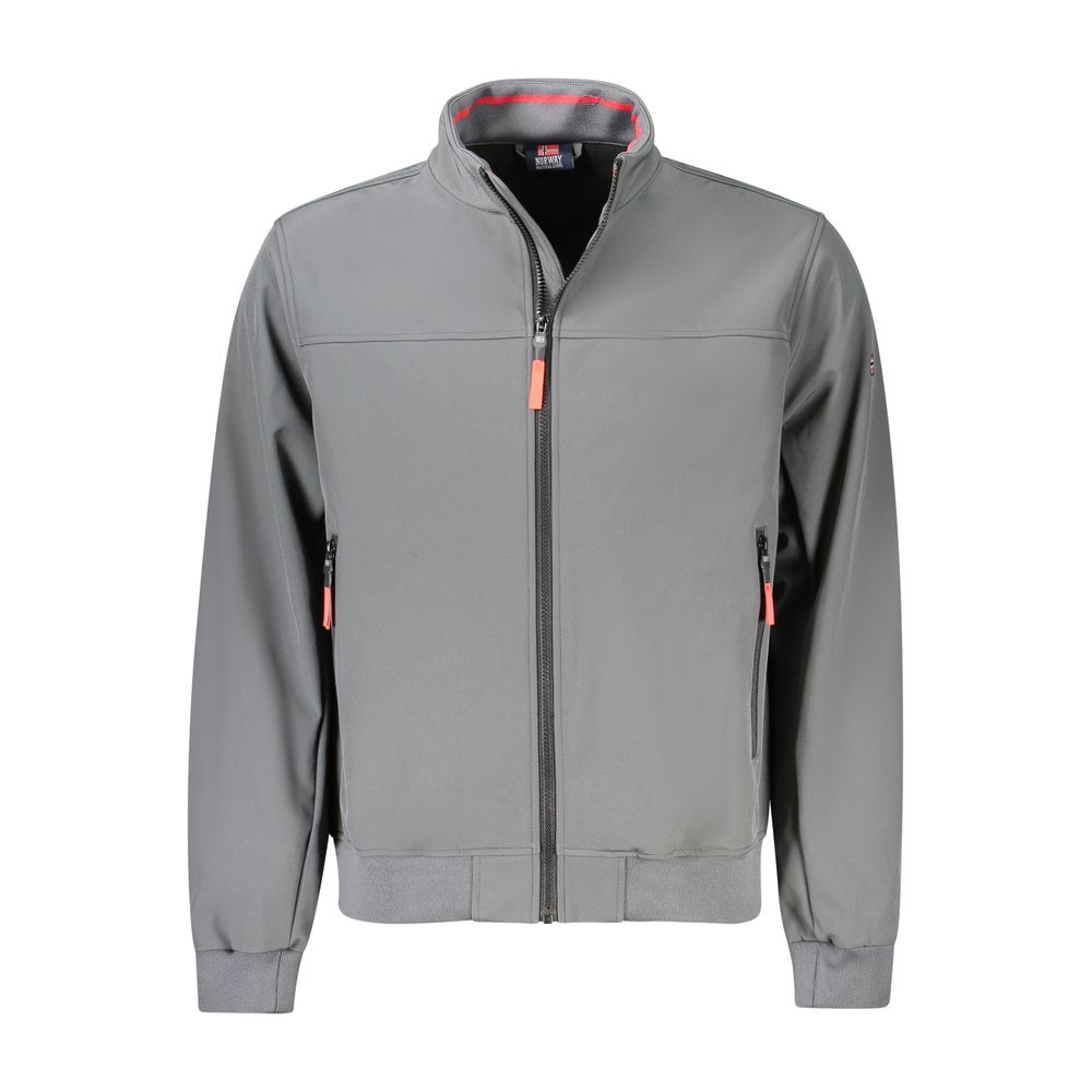 Gray Polyester Men Jacket