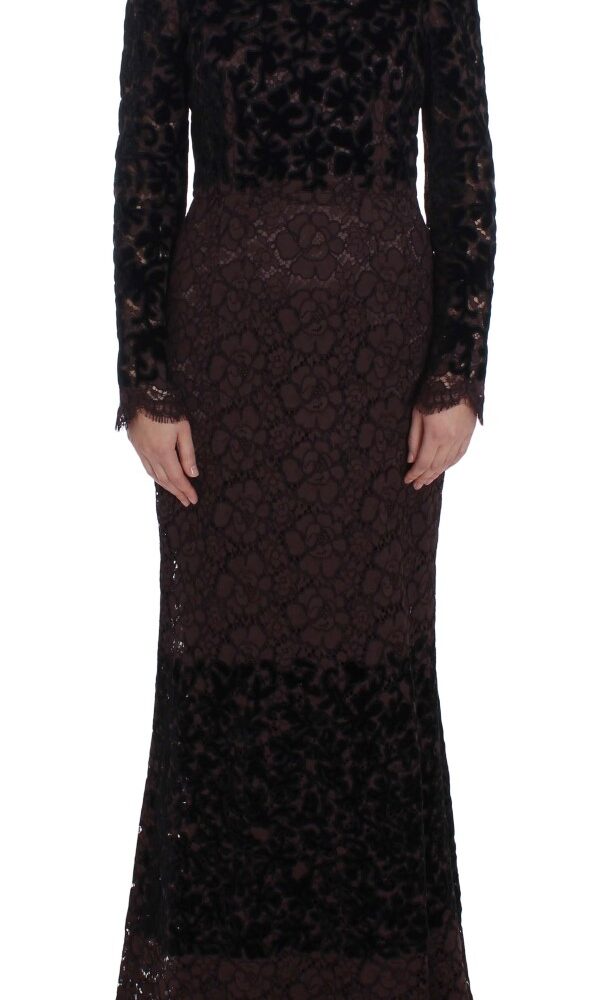 Elegant Purple Floral Lace Maxi Dress