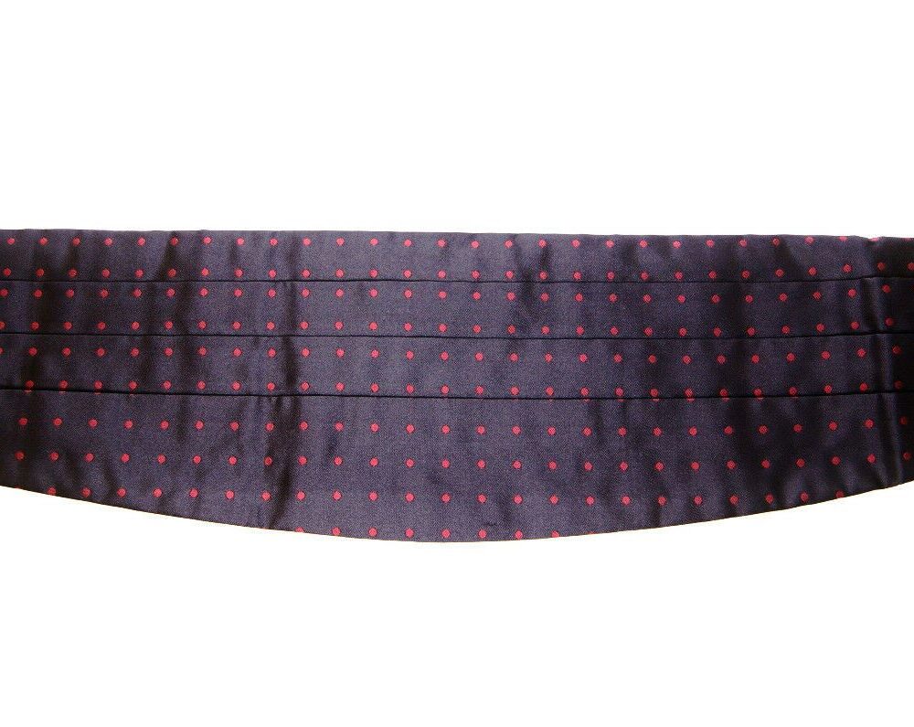 Elegant Silk Black Cummerbund with Red Polka Dots