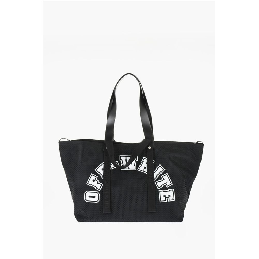 Perforated Fabric Tote bag with Leather Details