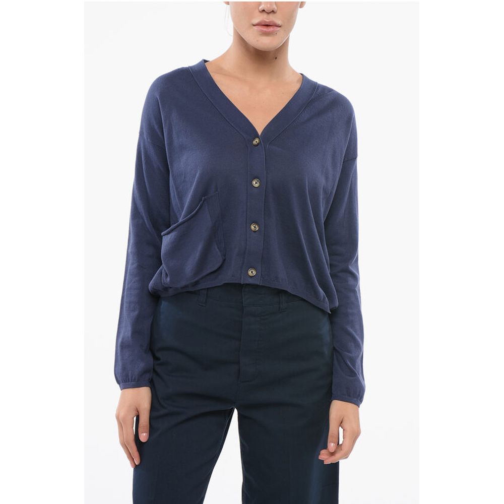V-neck Cotton OVER Cardigan with Breast Pocket