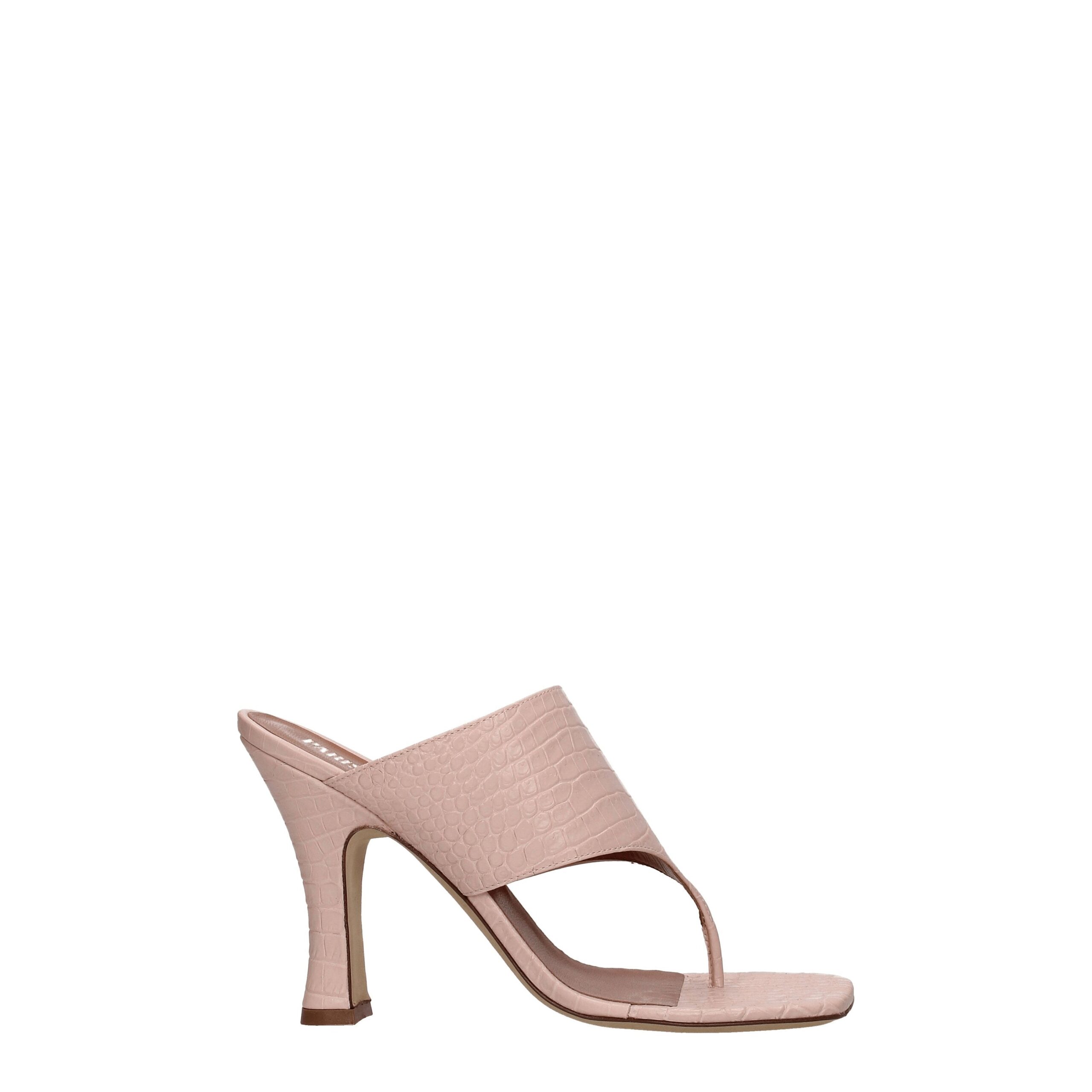 Pink Leather Stiletto Heels Sandals
