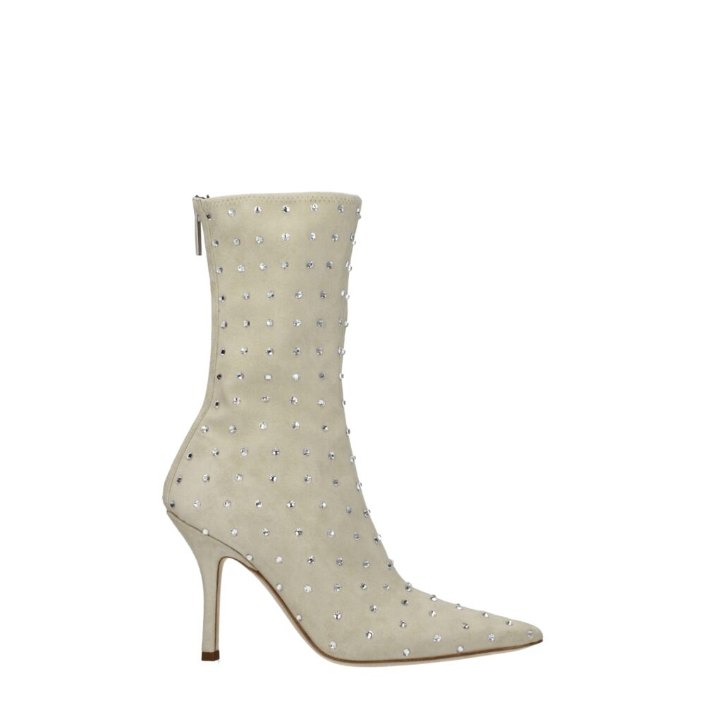 Beige Leather Ankle Boots