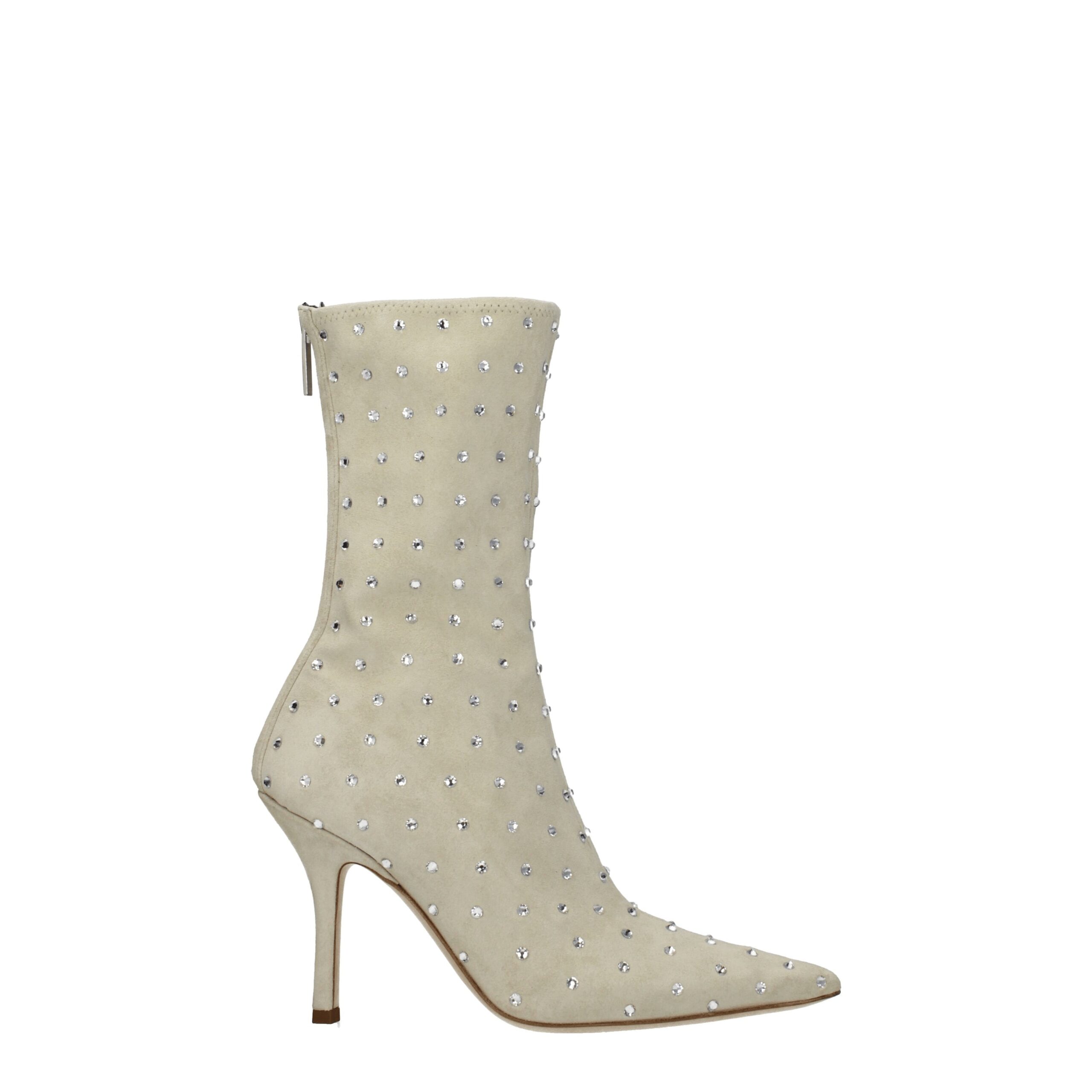 Beige Leather Ankle Boots