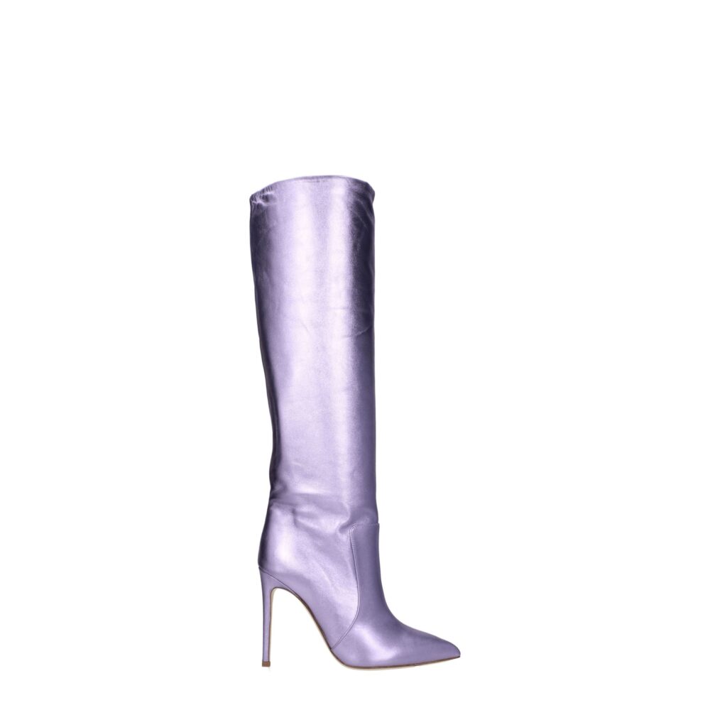 Purple Leather High Heel Boots