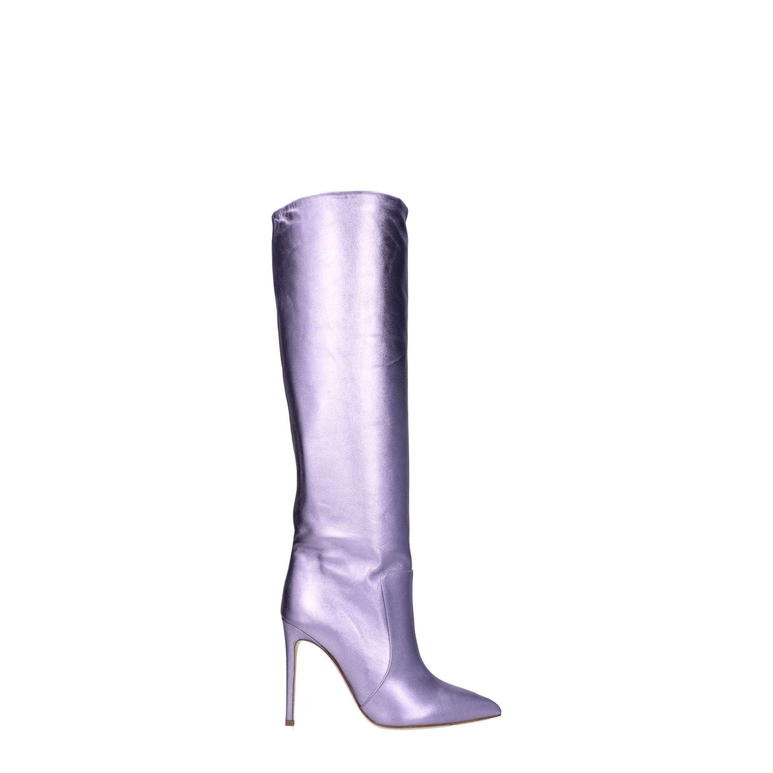 Purple Leather High Heel Boots