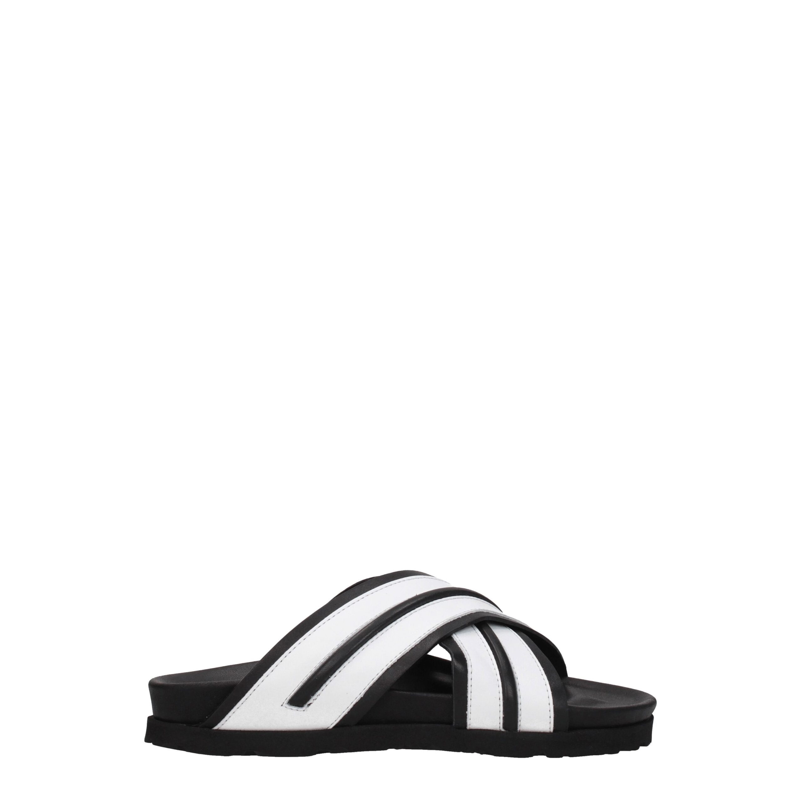 White Leather Slippers Sandals