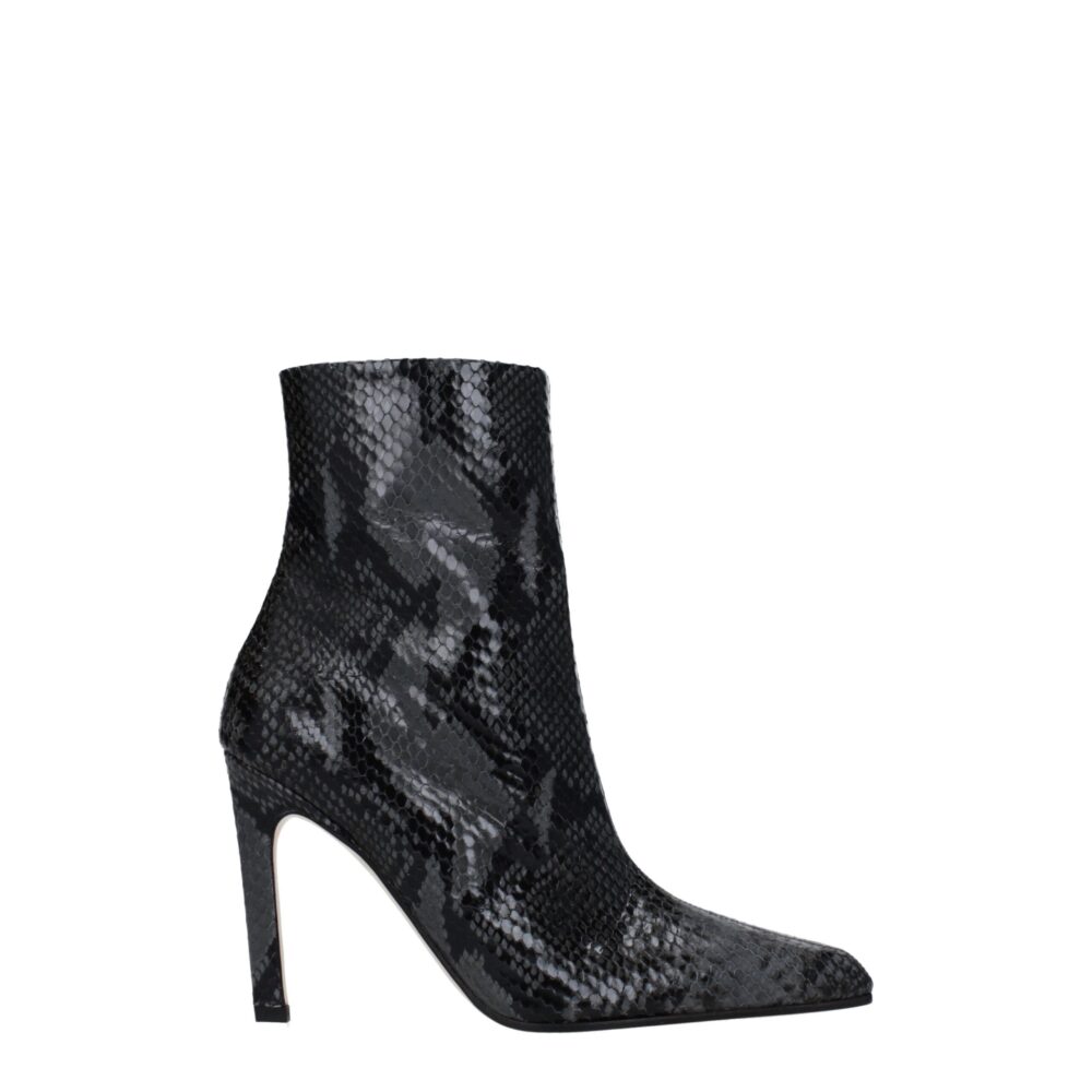 Gray Leather Ankle Boots