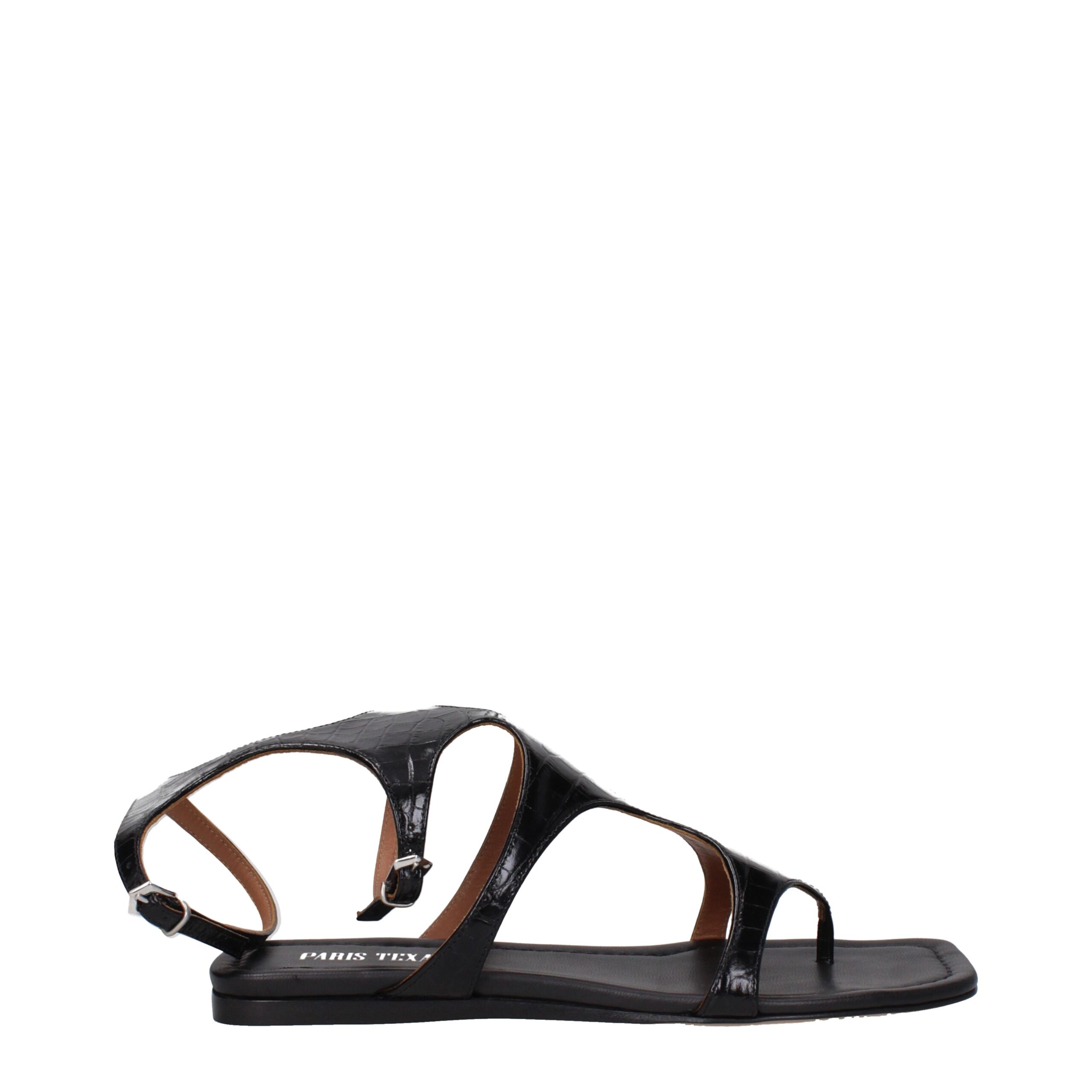 Black Leather Flip-Flop Sandal