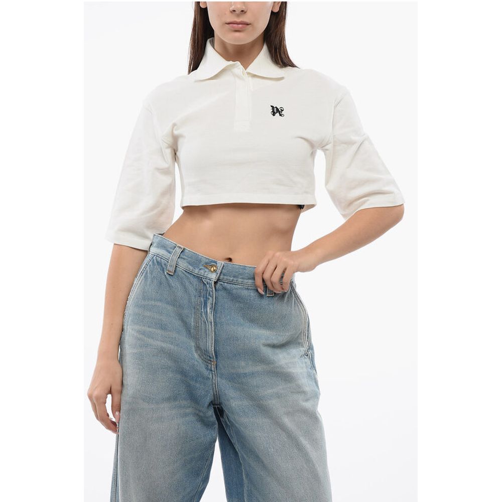 Short Sleeved Cropped Polo With Embroidered Logo