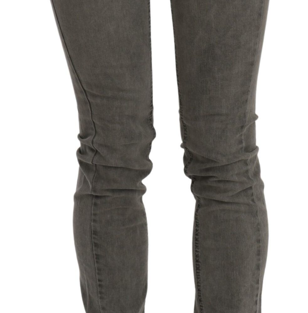Chic Gray Slim Fit Cotton Jeans